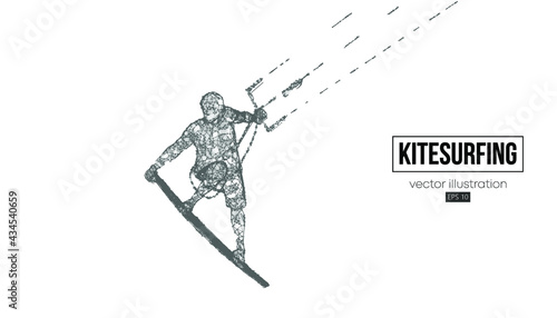 Kitesurfing and kiteboarding, hydrofoil. Silhouette of a kitesurfer. Freeride competition. Vector illustration. Thanks for watching