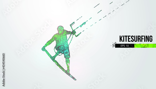 Kitesurfing and kiteboarding, hydrofoil. Silhouette of a kitesurfer. Freeride competition. Vector illustration. Thanks for watching