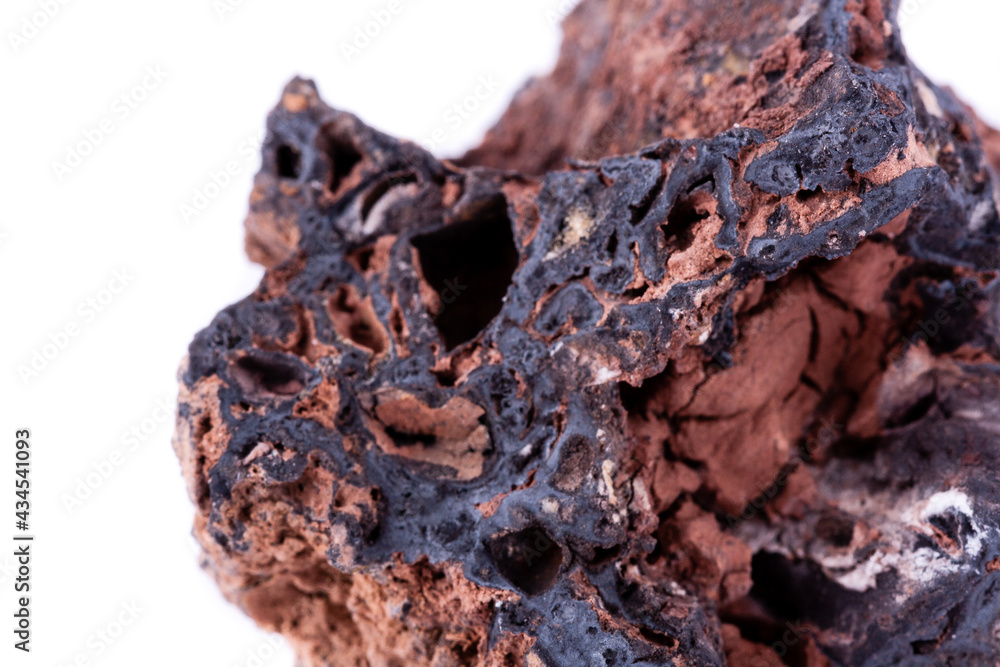 stone macro mineral goethite on a white background stone macro mineral goethite on a white background