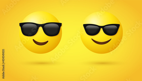 Smiling Face with Sunglasses - Sunglasses emoji - Cool emoticon - 3d yellow face with a broad - popular emojis - social media emoticons reactions