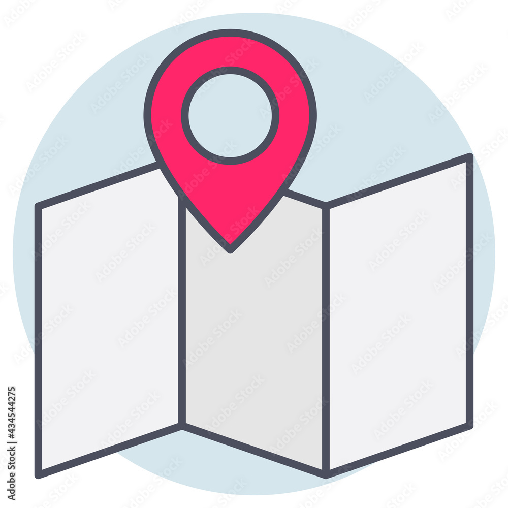 Filled outline icon for map. Filled outline icon for map.