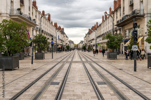 Fototapeta Naklejka Na Ścianę i Meble -  Street with tram tracks Tours, France
