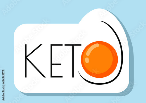 Logo of Ketogenic diet. Flat minimalistic style. Healthy lifestyle. Typographic sign of egg for keto diet for packaging, menu. Keto food, low carb high healthy fats. Sign keto icon stamp illustration