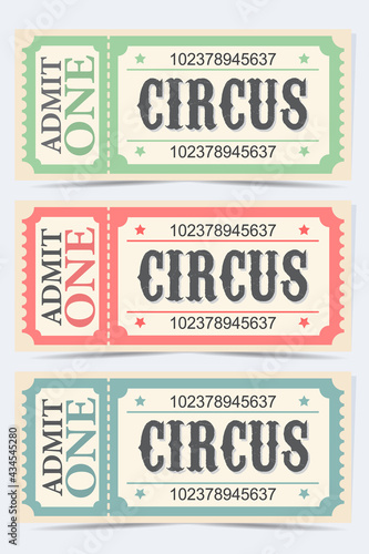 Retro style Ticket set icon, vector illustration in the flat style. Ticket stub isolated on a background. Vintage cinema or movie, theatre, circus tickets