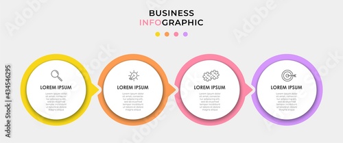 Vector Infographic circle label design business template with icons and 4 options or steps. Can be used for process diagram, presentations, workflow layout, banner, flow chart, info graph