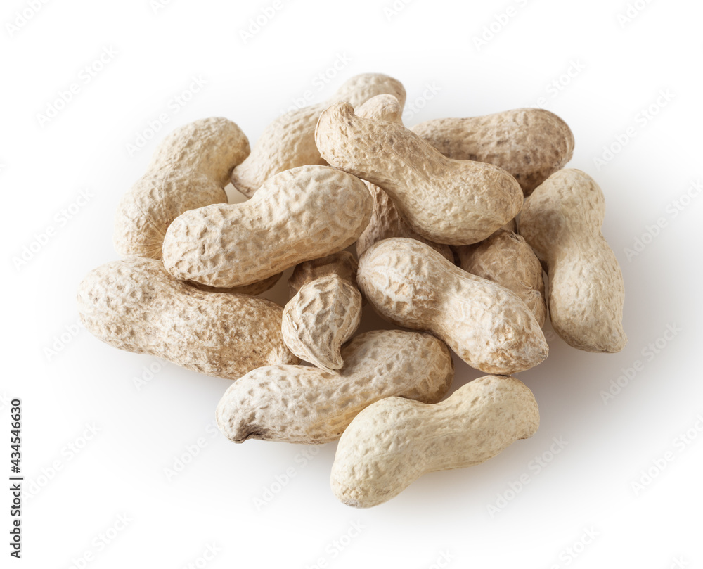 Heap of raw peanuts isolated on white background with clipping path Heap of raw peanuts isolated on white background with clipping path