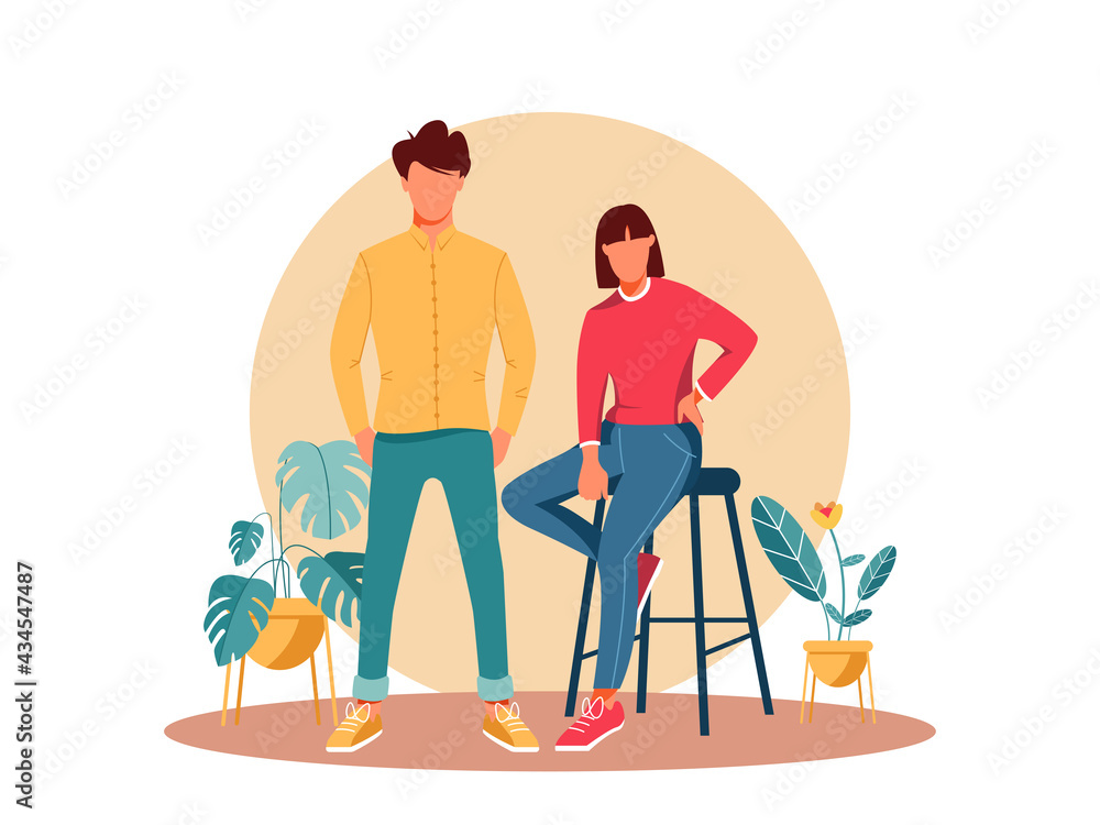 Young Couple Fashion Character Illustration