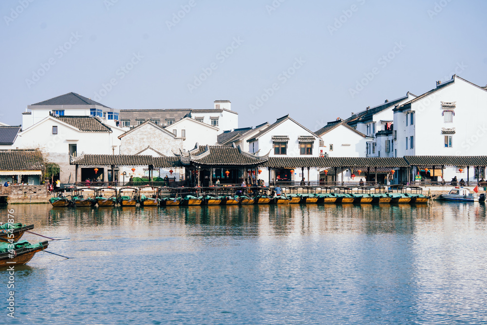 Fototapeta premium Scenery of the ancient town of Jinxi in Suzhou, Jiangsu Province, China, a typical Chinese water town in the south of the Yangtze River