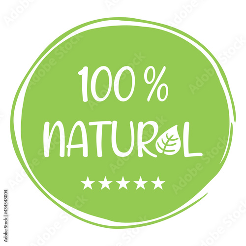 100 percent natural label. vector illustration.