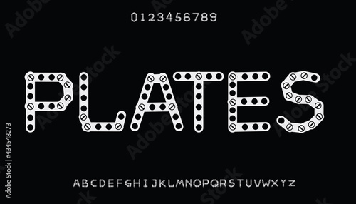 Plate style font design,Easy editable soft colored vector illustration in EPS10.