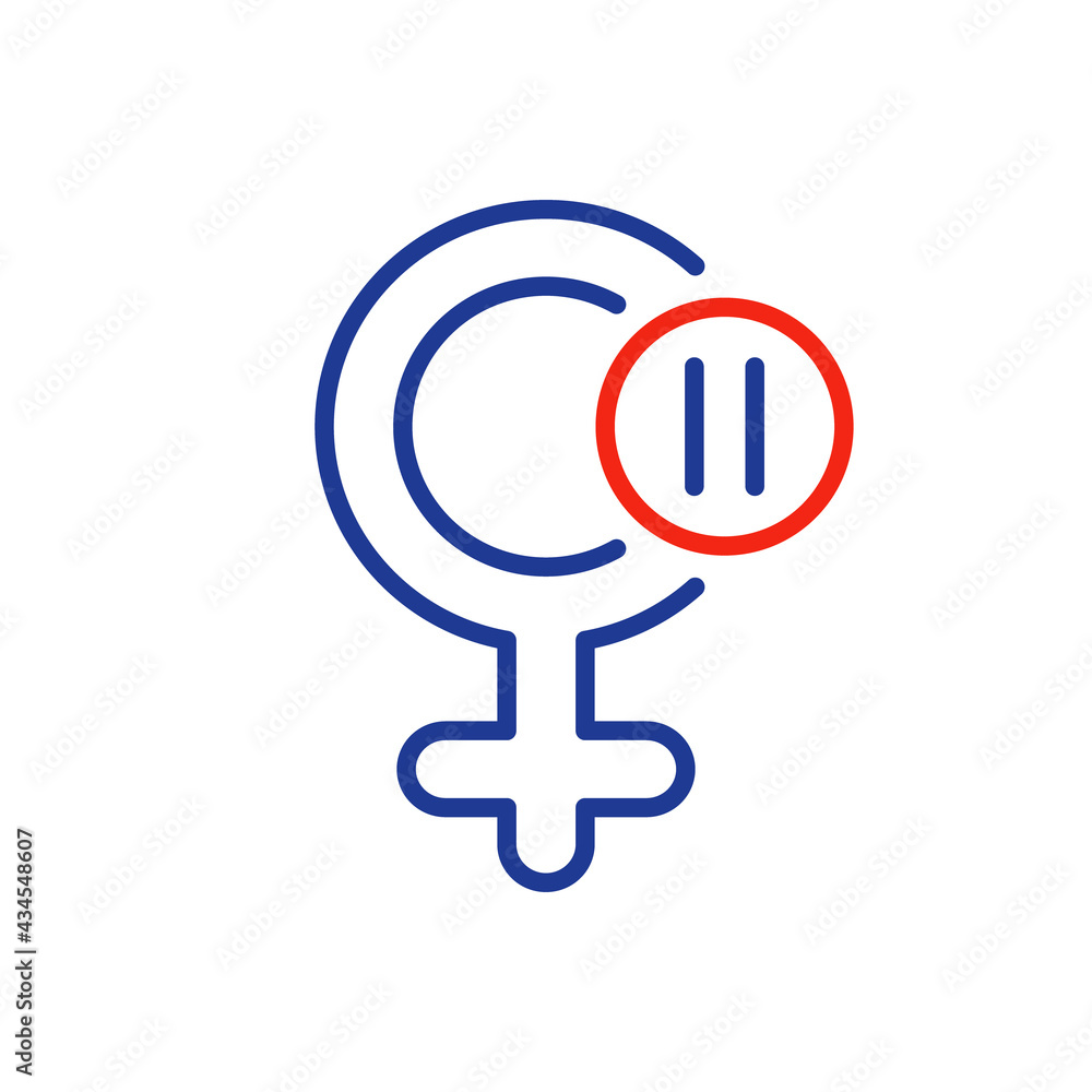 Menopause Line Icon. Symbol of Menopause Period. Female Gender Line Icon with Menstrual Pause. Flat Icon Style. Editable stroke. Vector illustration Menopause Line Icon. Symbol of Menopause Period. Female Gender Line Icon with Menstrual Pause. Flat Icon Style. Editable stroke. Vector illustration