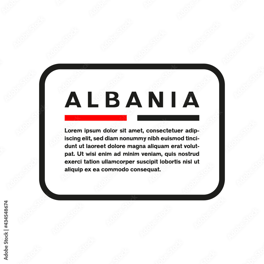 Text box with the flag of Albania on white background. Text box with the flag of Albania on white background.