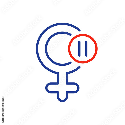Menopause Line Icon. Symbol of Menopause Period. Female Gender Line Icon with Menstrual Pause. Flat Icon Style. Editable stroke. Vector illustration