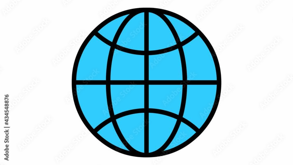 Animated icon of globe. Flat blue symbol of planet. Concept of net, web, internet, ecology. Vector illustration isolated on a white background. Animated icon of globe. Flat blue symbol of planet. Concept of net, web, internet, ecology. Vector illustration isolated on a white background.