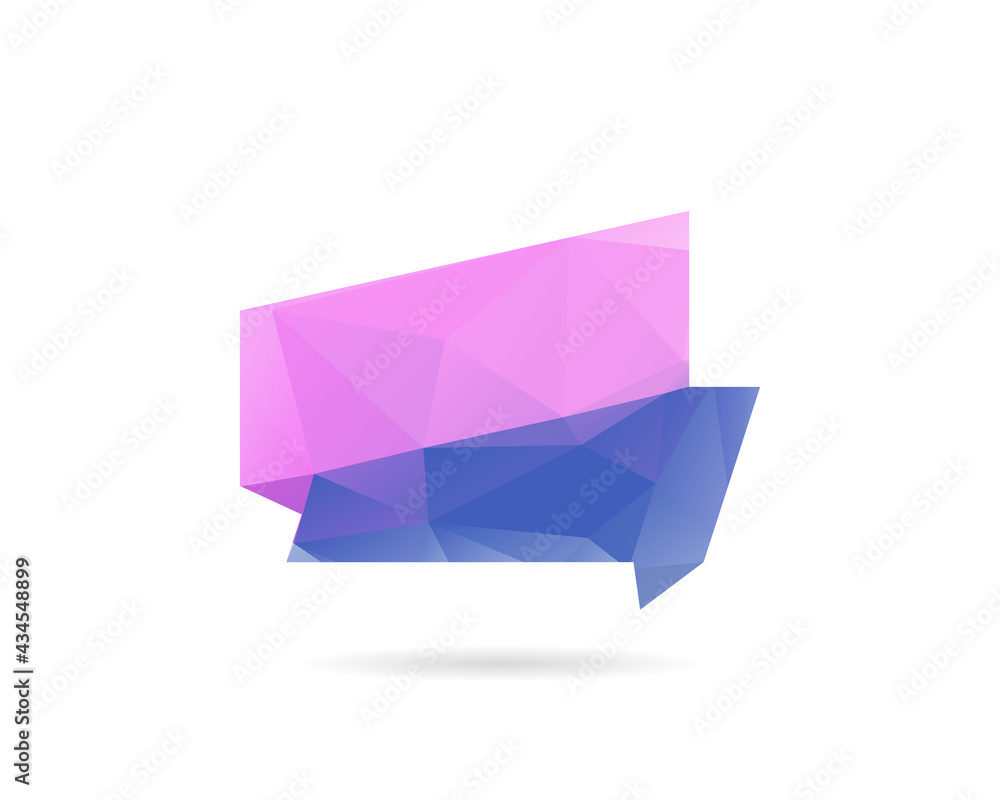 Geometric ribbon from triangles, abstract vector banner. Low polygonal label Geometric ribbon from triangles, abstract vector banner. Low polygonal label