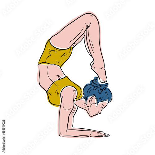 Women doing yoga activity at home, studying class distance illustration in vector. Stay at home and things to do in self isolation and social distancing during epidemic of corona virus.