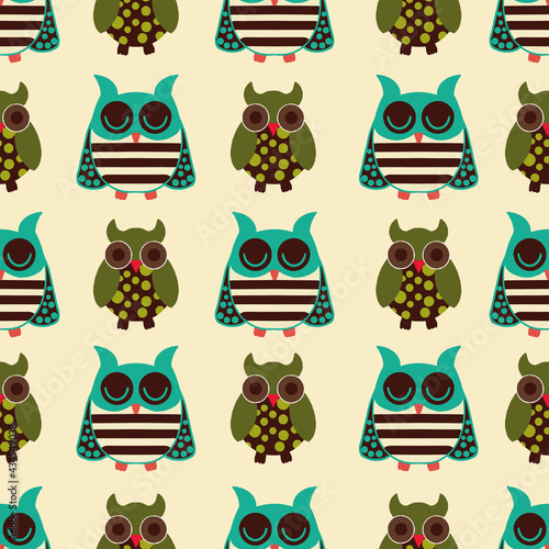 Wallpaper Mural colourful owls vector seamless repeat pattern print background Torontodigital.ca