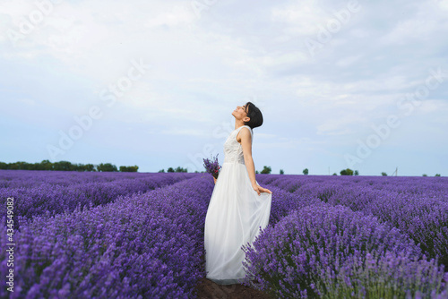 smiling woman in lavender field