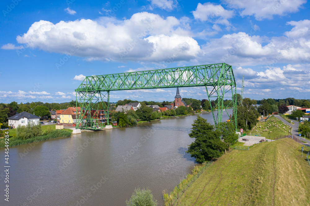 Fototapeta premium Transporter bridge Osten-Hemmoor over the river Oste