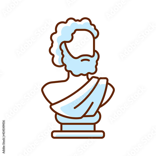 Ancient statue RGB color icon. Art history. Ancient greek sculpture. Depicting realistic human form. Sculpted bust. Classical masterpiece. Naturalistic sculpture. Isolated vector illustration