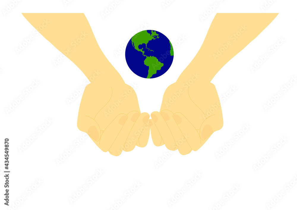 地球とすくい上げる手 両手 のイラスト2 Stock Vector Adobe Stock