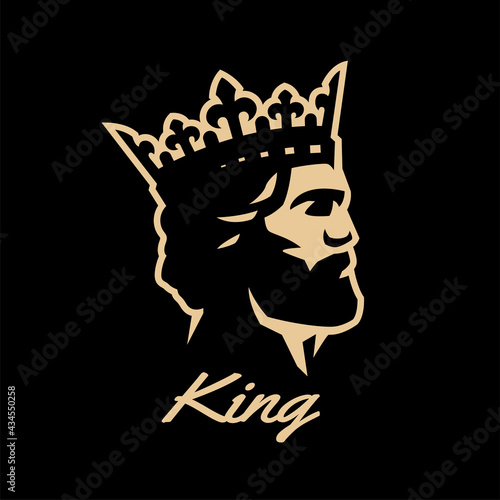 King symbol, logo. Black White style Vector illustration