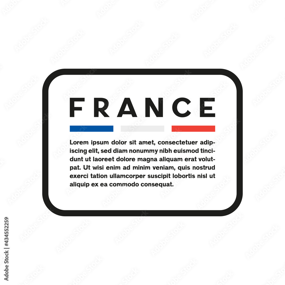 Text box with the flag of France on white background. Text box with the flag of France on white background.