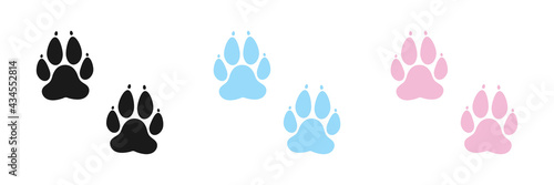 Animal paw icons set. Flat design. Vector illustration.