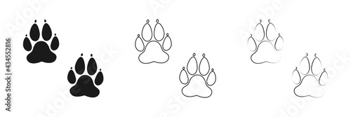Animal paw icons set. Flat design. Vector illustration.