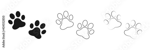Animal paw icons set. Flat design. Vector illustration.