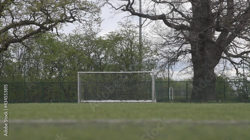 Close-up of a goal on a warm day. photo