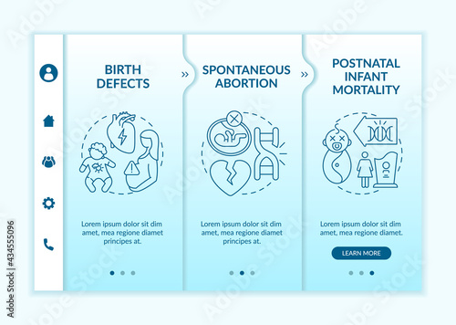 Genetic defects results onboarding vector template. Responsive mobile website with icons. Web page walkthrough 3 step screens. Child health care color concept with linear illustrations