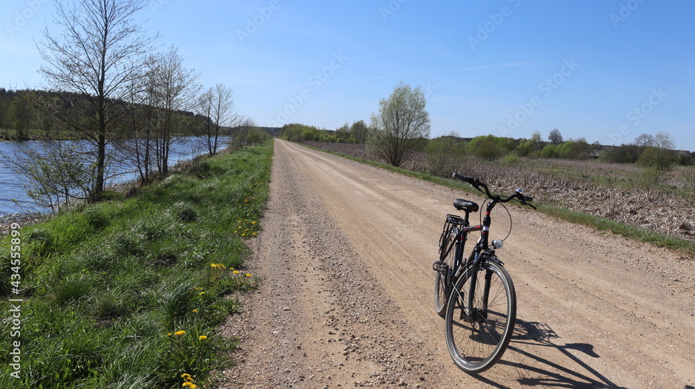 Fototapeta premium polish bicycle on priming road