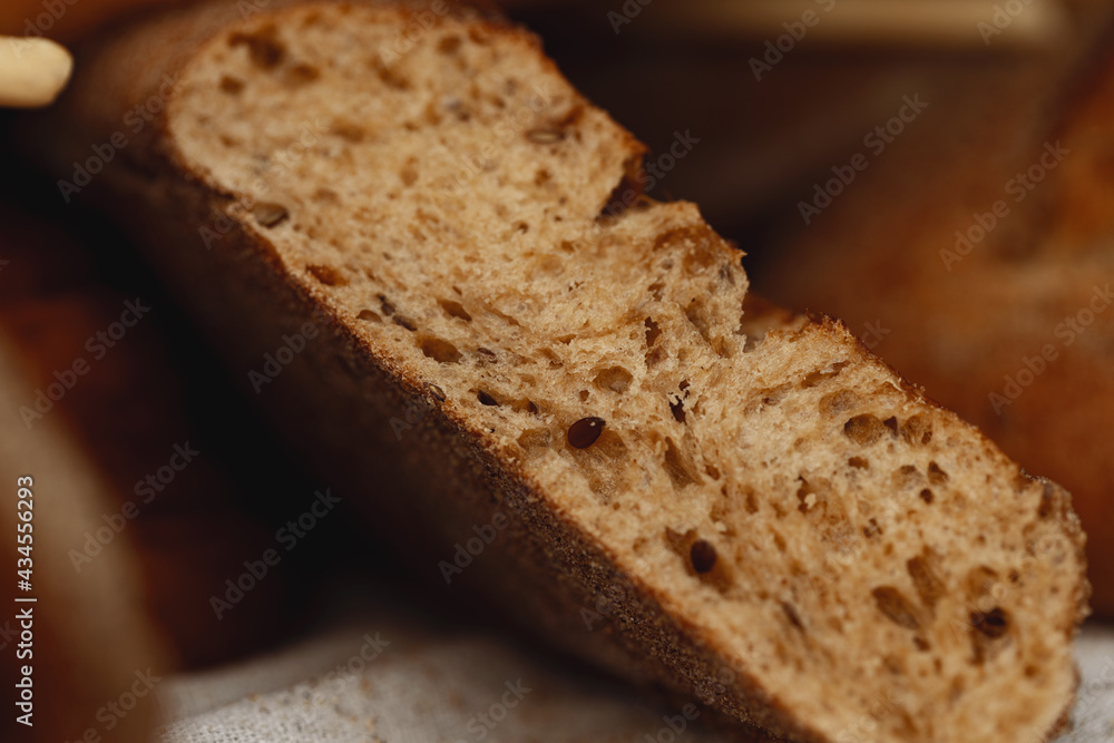 Macro shot of freshly baked bread loaf Macro shot of freshly baked bread loaf