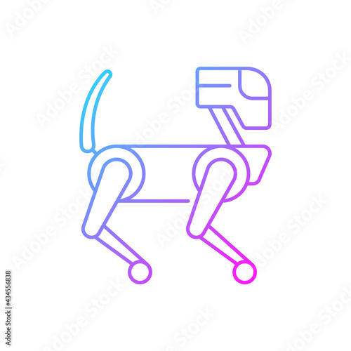 Animal like robot gradient linear vector icon. Cyborg dog, mechanical pet. Innovative drone. Cyberpunk, sci fi game. Thin line color symbols. Modern style pictogram. Vector isolated outline drawing