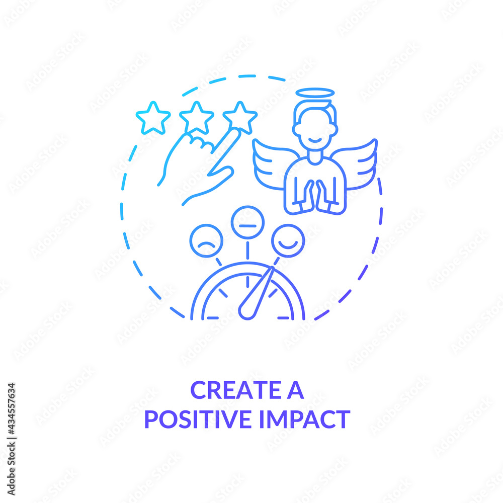 Create positive impact navy gradient concept icon. Digital footprint. Personal branding strategy. Communication with audience idea thin line illustration. Vector isolated outline RGB color drawing Create positive impact navy gradient concept icon. Digital footprint. Personal branding strategy. Communication with audience idea thin line illustration. Vector isolated outline RGB color drawing
