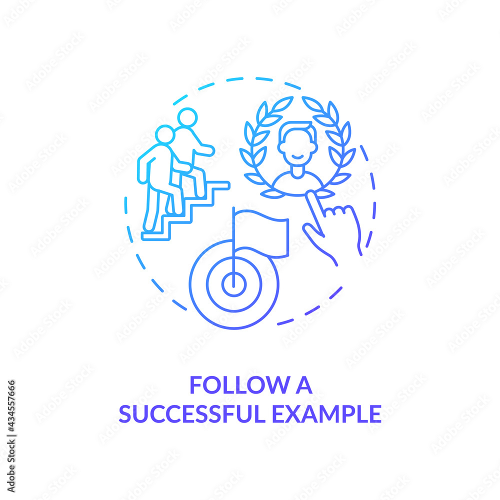 Follow successful example navy gradient concept icon. Sharing experience. Personal brand building. Learning from best idea thin line illustration. Vector isolated outline RGB color drawing Follow successful example navy gradient concept icon. Sharing experience. Personal brand building. Learning from best idea thin line illustration. Vector isolated outline RGB color drawing