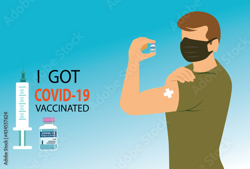 I Got Vaccinated for sticker, web site, flyer, social media content, poster, card, print, concept, info message,