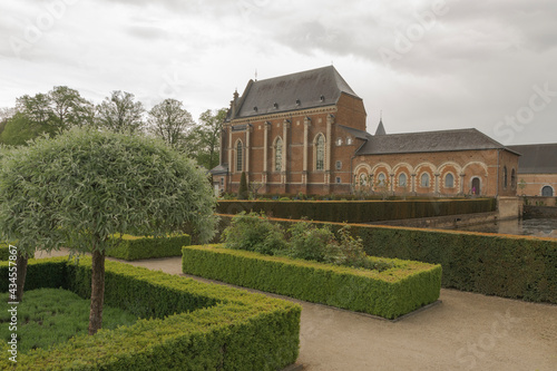 Hoeselt, Limburg - Belgium - 13.05.2021. Old castle Alden Biesen. Part of the composition view of the castle photo