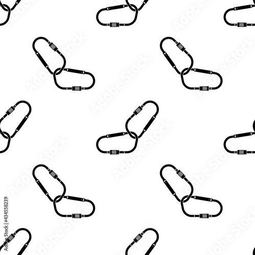 Carabiner Icon Seamless Pattern, Karabiner Icon, Metal Loop With A Spring Loaded Gate