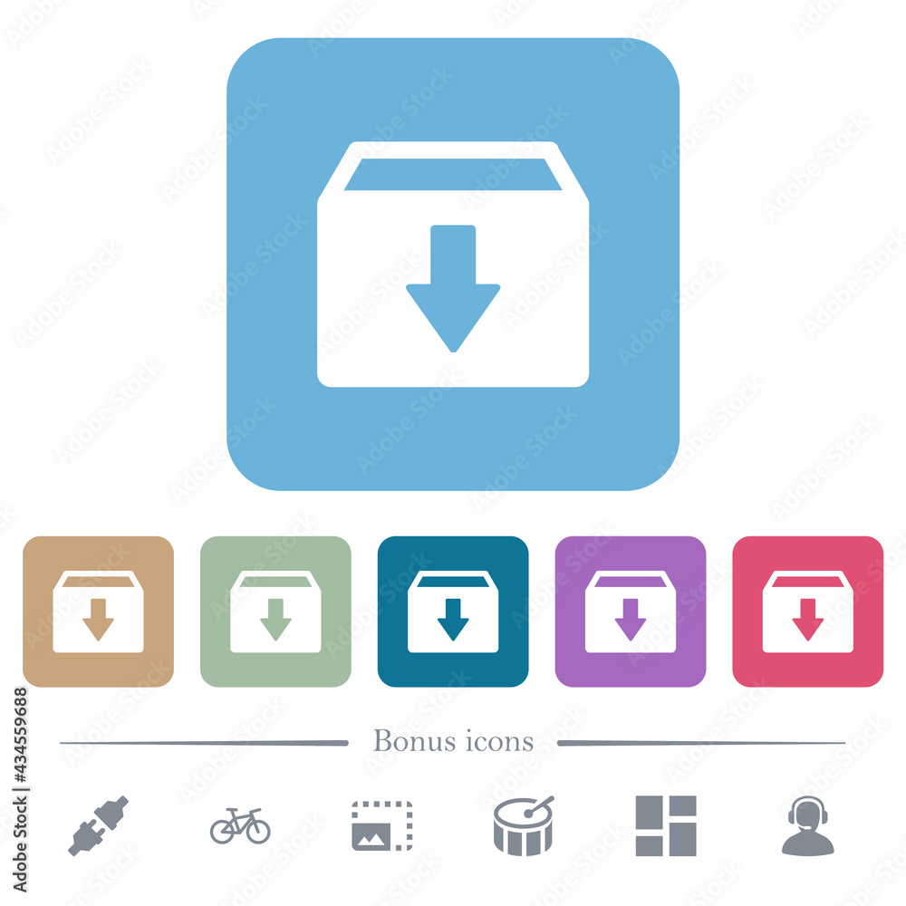 Archive flat icons on color rounded square backgrounds Archive flat icons on color rounded square backgrounds