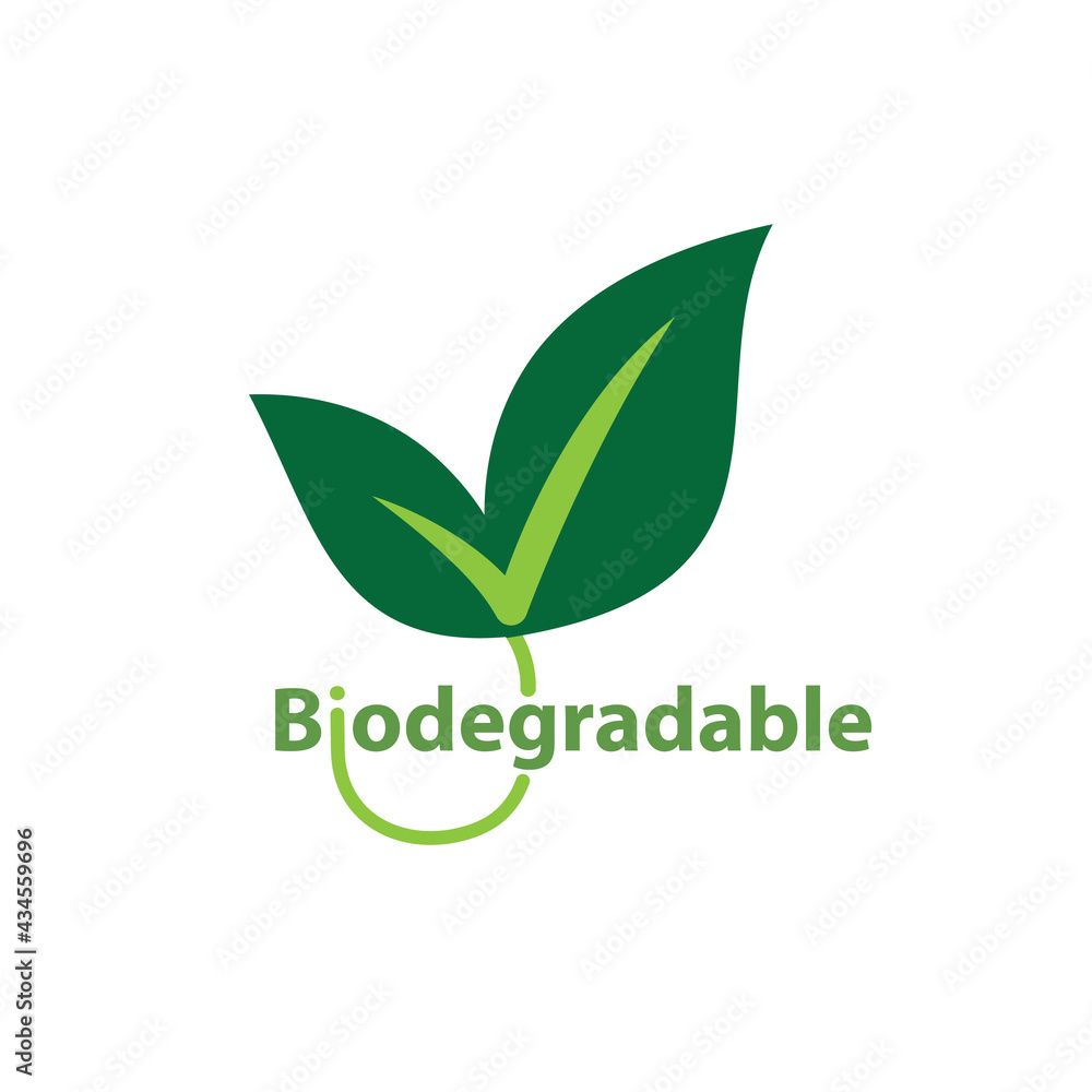Biodegradable packaging. Green leaves, symbol of recyclable. Modern vector illustration.