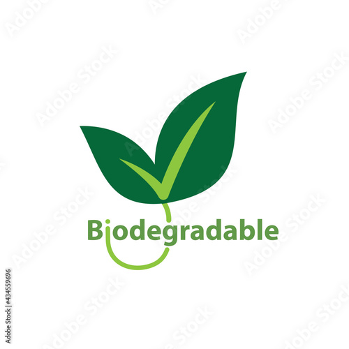 Biodegradable packaging. Green leaves, symbol of recyclable. Modern vector illustration.