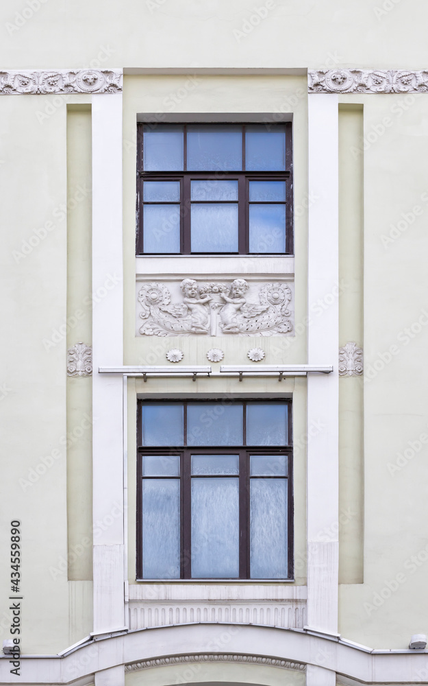 Architectural detail facade window in Art Nouveau and Beaux Arts