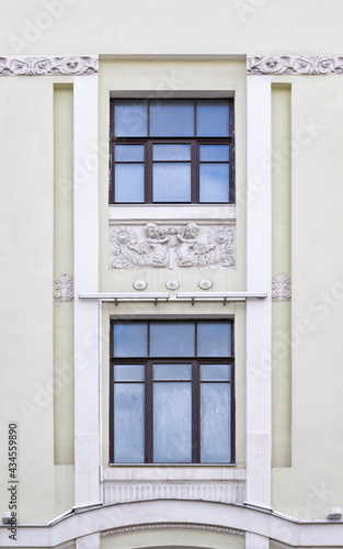 Architectural detail facade window in Art Nouveau and Beaux Arts