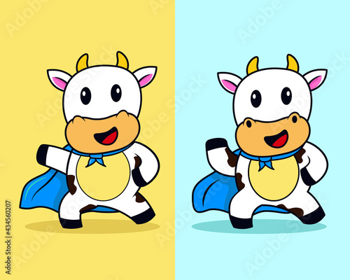 Cute cow with heroes costume