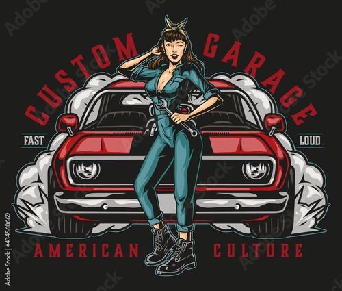 Custom garage colorful logotype