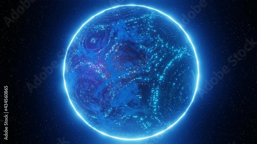 Abstract futuristic technology network space planet background 3D rendering