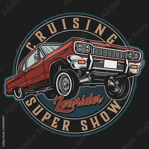 Custom bouncing car vintage round logo