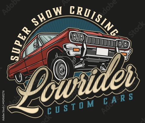 Retro custom car colorful vintage print